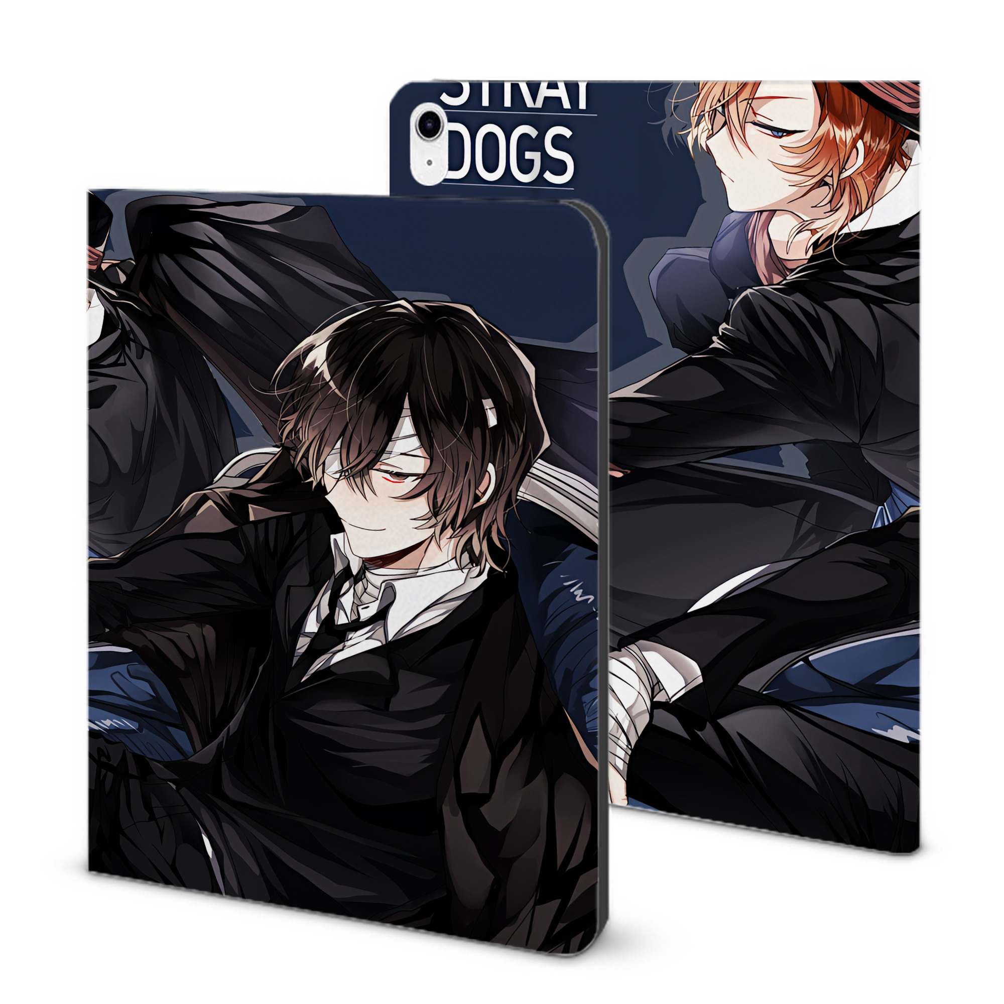 （画像用） 文豪ストレイドッグス Bungo Stray Dogs IPad ケース ブック型 PUレザー TPU 耐衝撃 軽量 薄型 ペン収納なし 全面保護 IPad 各モデル対応